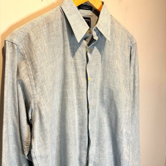 Vintage Burberrys Blue Linen Blend Button Down - size Small - Picture 2 of 5